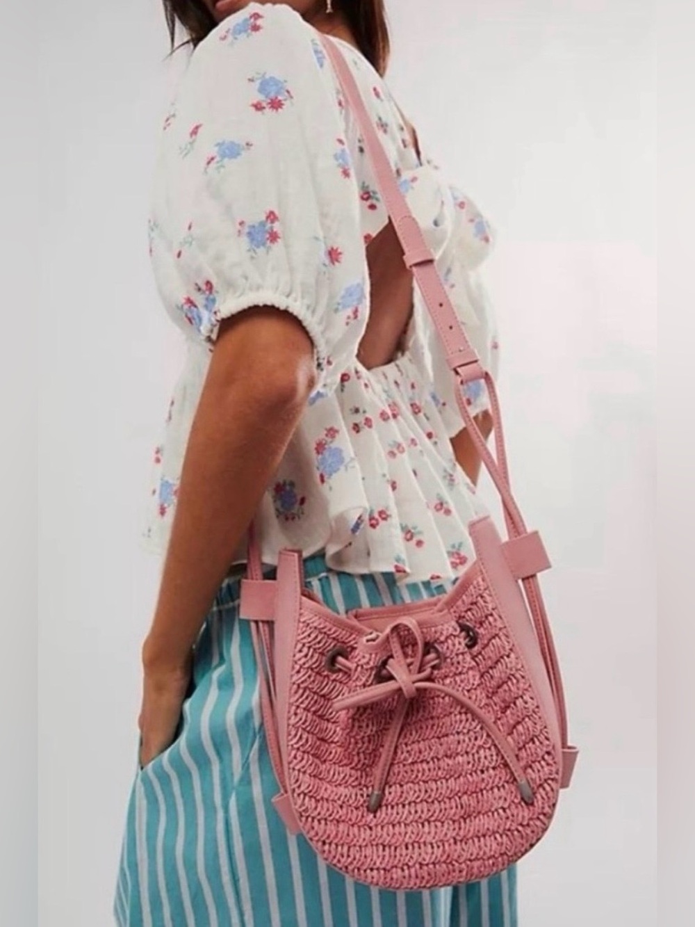 NWT Free People Cabana Crossbody Bag in Pink